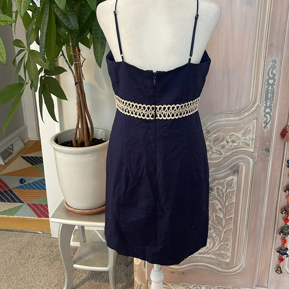 Lilly Pulitzer Trisha Navy and Gold Shift Dress - Picture 6 of 14